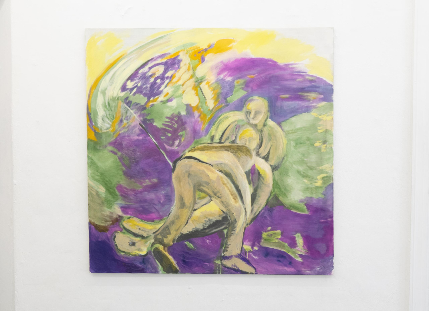 Kiter’s dream and ballast, running up the hill, 2026Egg tempera and oil on linen, 130 cm x 130 cm